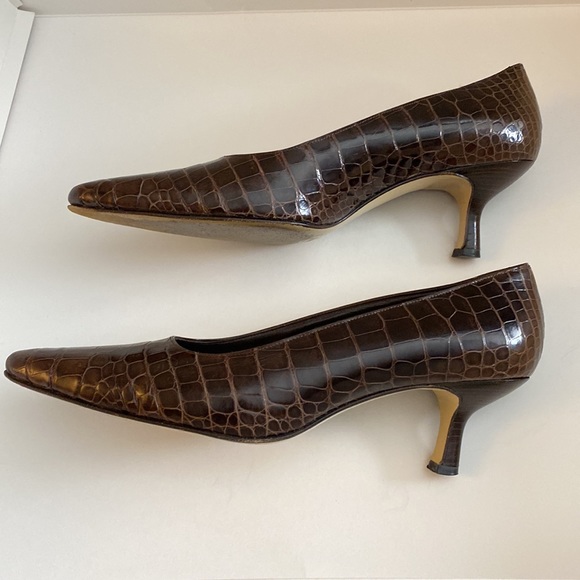 CROCO Pancaldi. Made in Italy. Kitten heel pumps. A classic WORN. Genuine croco - Picture 8 of 15